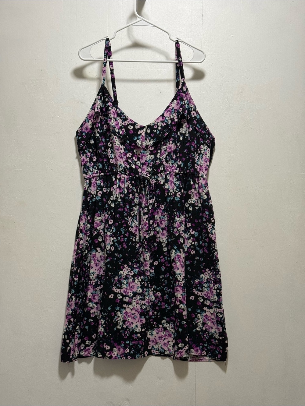 Torrid Black Floral Spaghetti Strap Summer Dress Women's Sz 3 (3XL)